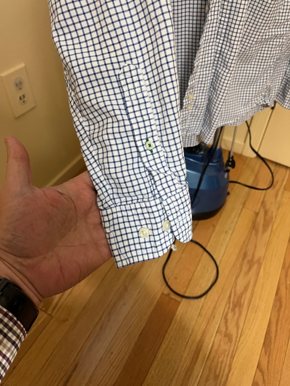 Tommy Hilfiger White and Navy plaid Button-Down Shirt - Picture 4 of 6